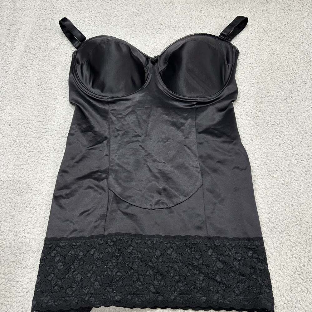 VTG Amoureuse Camisole 48C Shaping Top 17-0366-9 Longline Bustier Black Satin